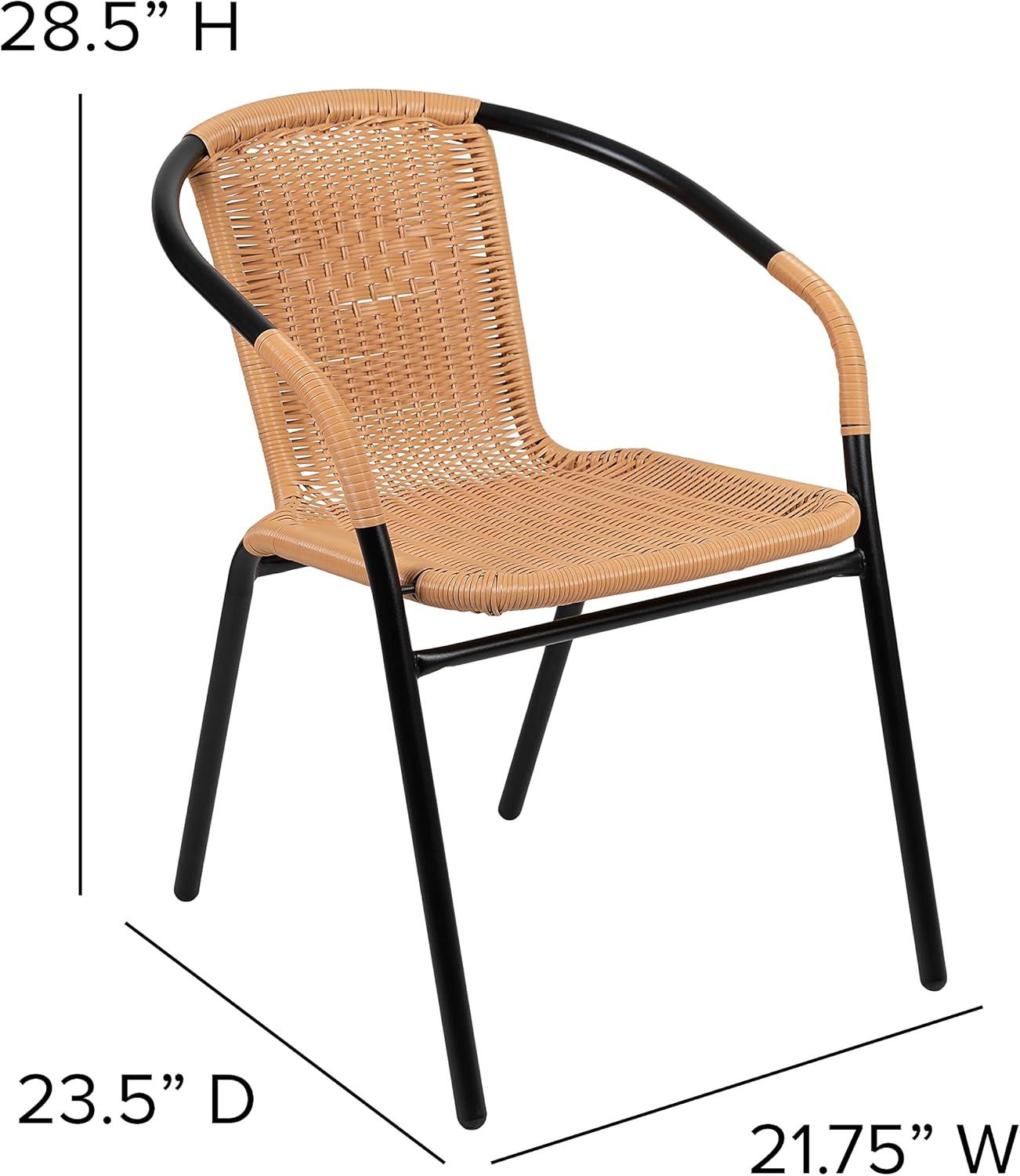 Flash Furniture Lila 2 Pack Rattan Indoor-Outdoor Restaurant Stack Chair