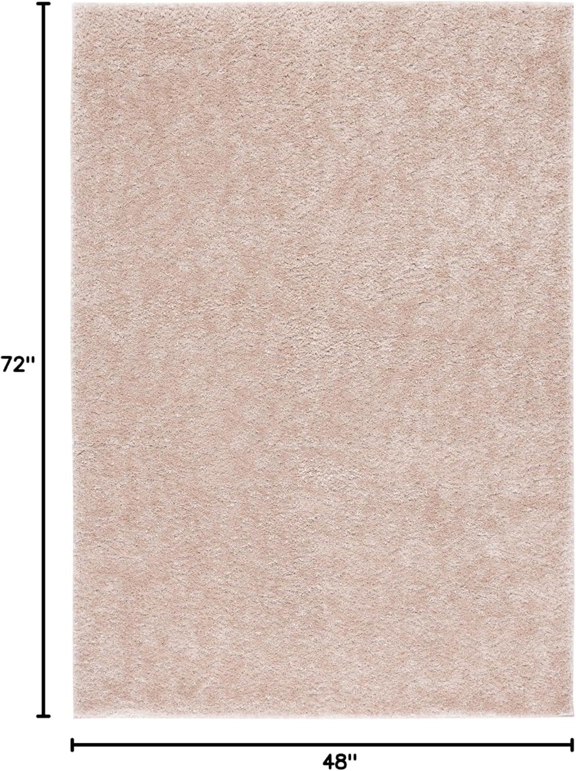 Beige 4' x 6' Rectangular Reversible Shag Rug