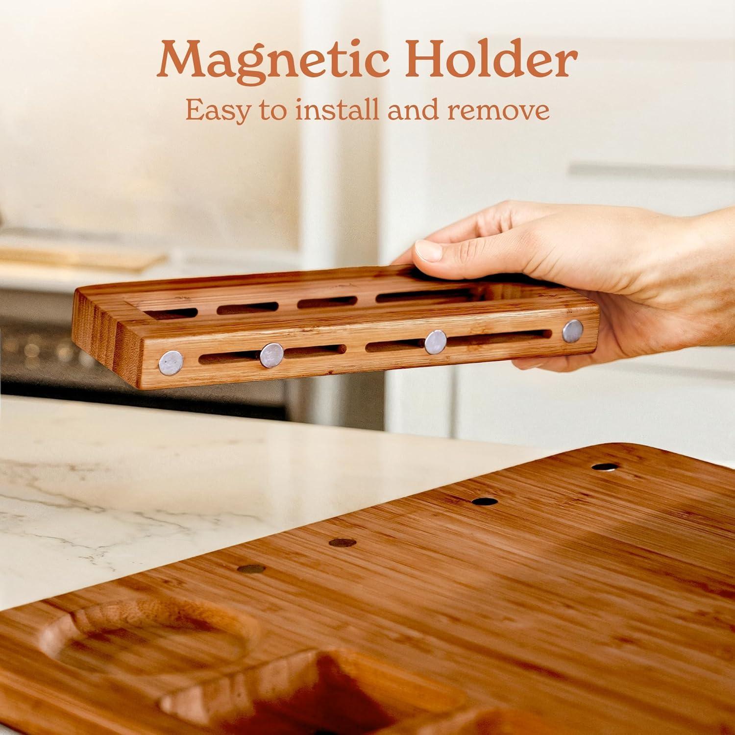 SMIRLY Charcuterie Board Set Large Bamboo Cheese Board with Fruit Tray & 2 Ceramic Bowls