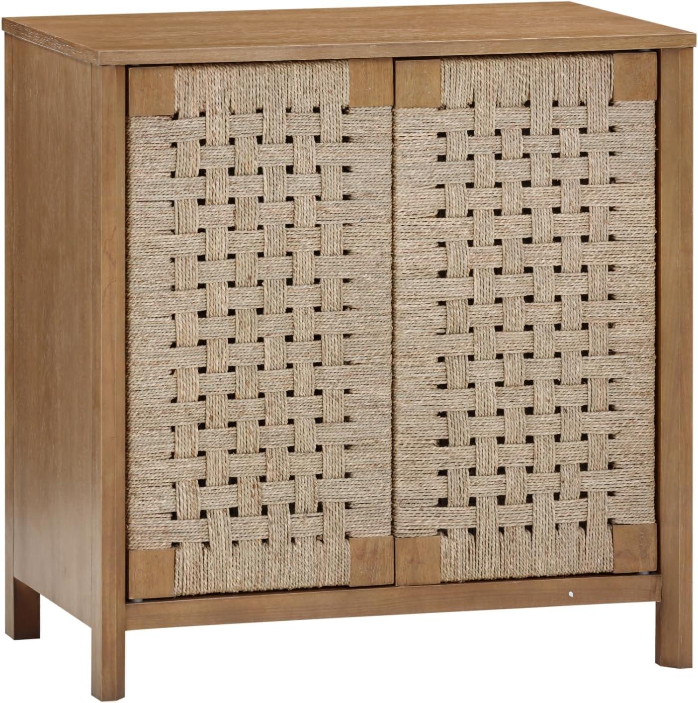 Bay Isle Home™ Rustic Wood Cabinet with Seagrass Door Panels