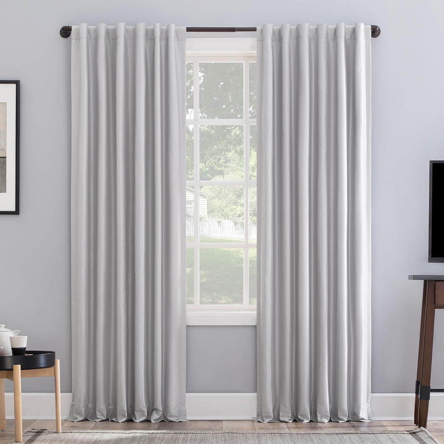 Faux Dupioni Silk Thermal Extreme 100% Blackout Back Tab Curtain Panel