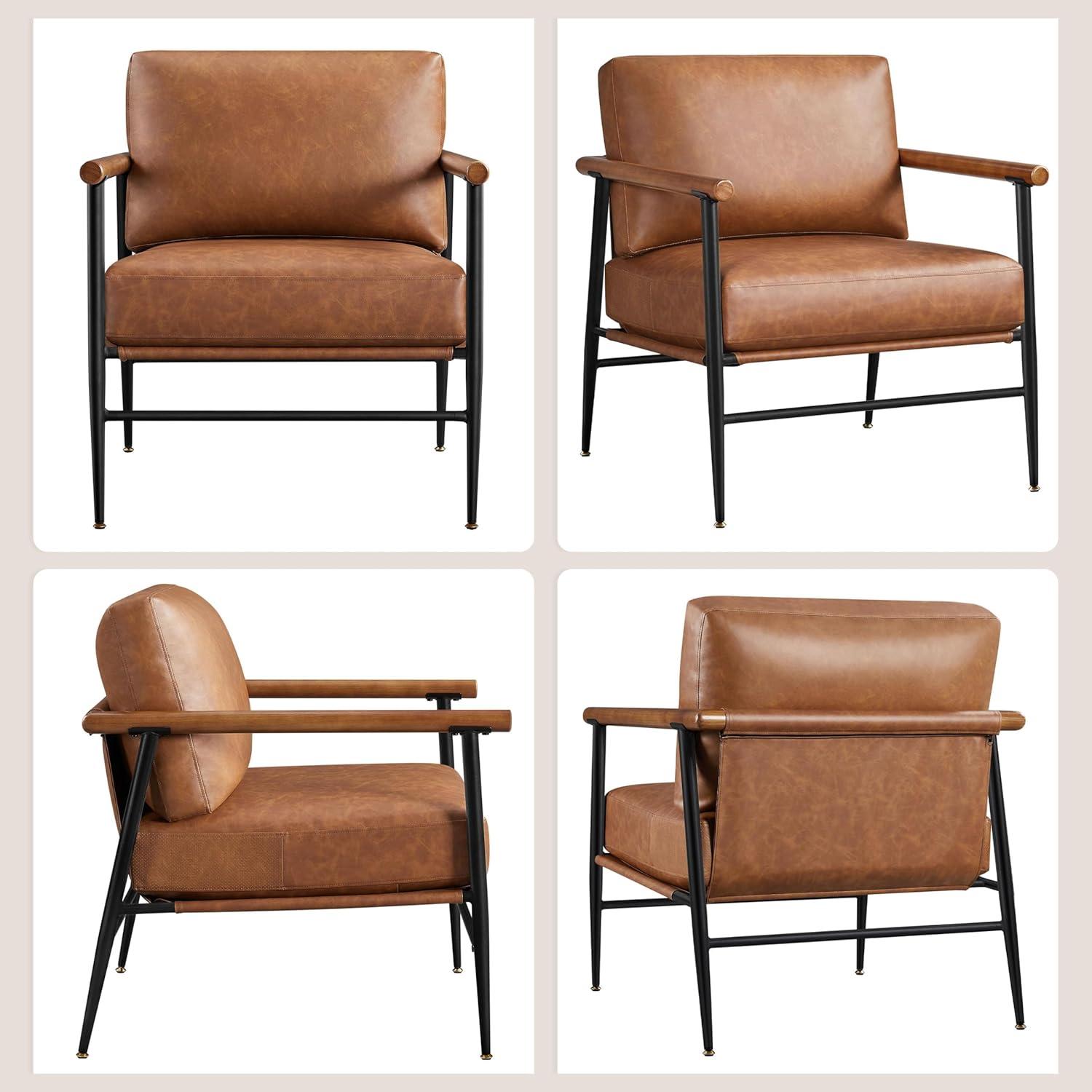 Renwick Mid-century Modern Upholstered Accent Chair for Living Room, Retro Brown