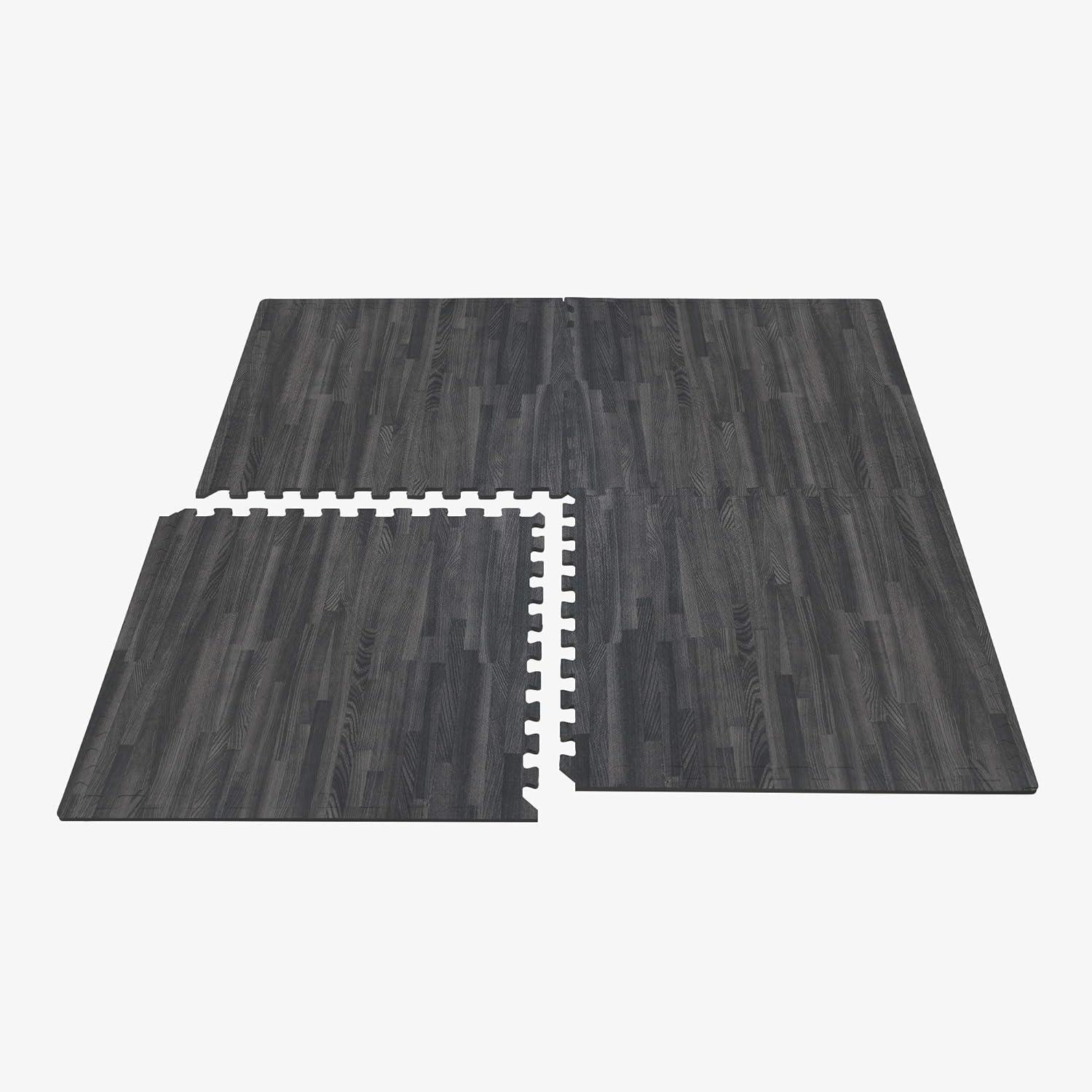 Dark Wood Grain Interlocking Foam Floor Tiles, 24" x 24"