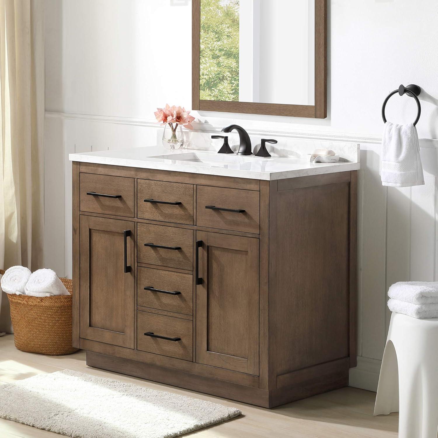 OVE Decors Athea 42 in. W Bath Vanity with Premium Countertop and Power Bar