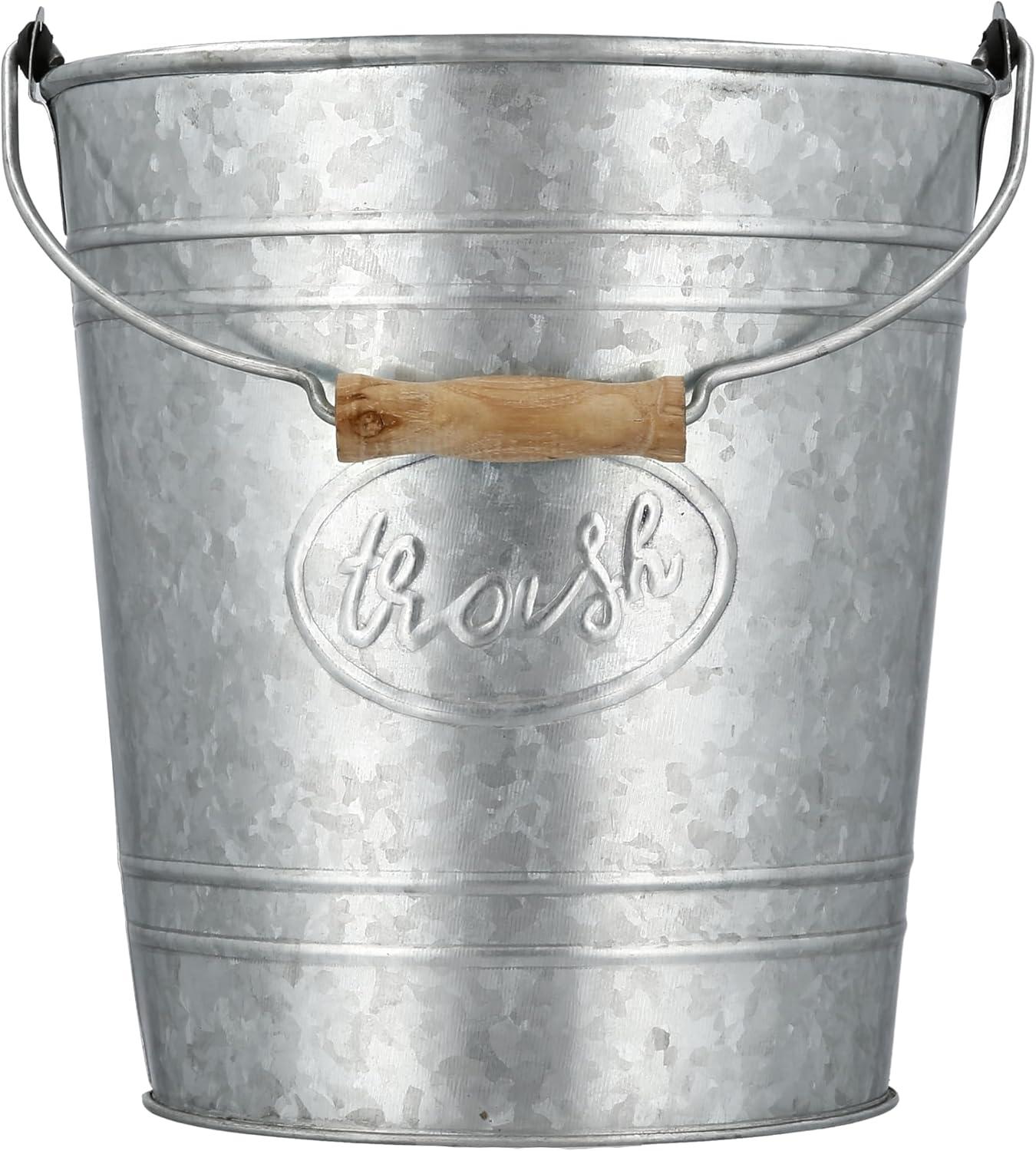 Autumn Alley Rustic Galvanized Trash Can Waste Basket 2 Gallon