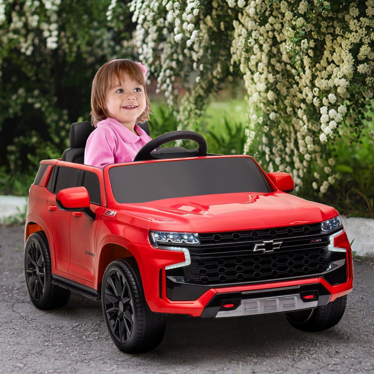 Red 12V Chevrolet Tahoe Kids Ride-On SUV with Remote Control