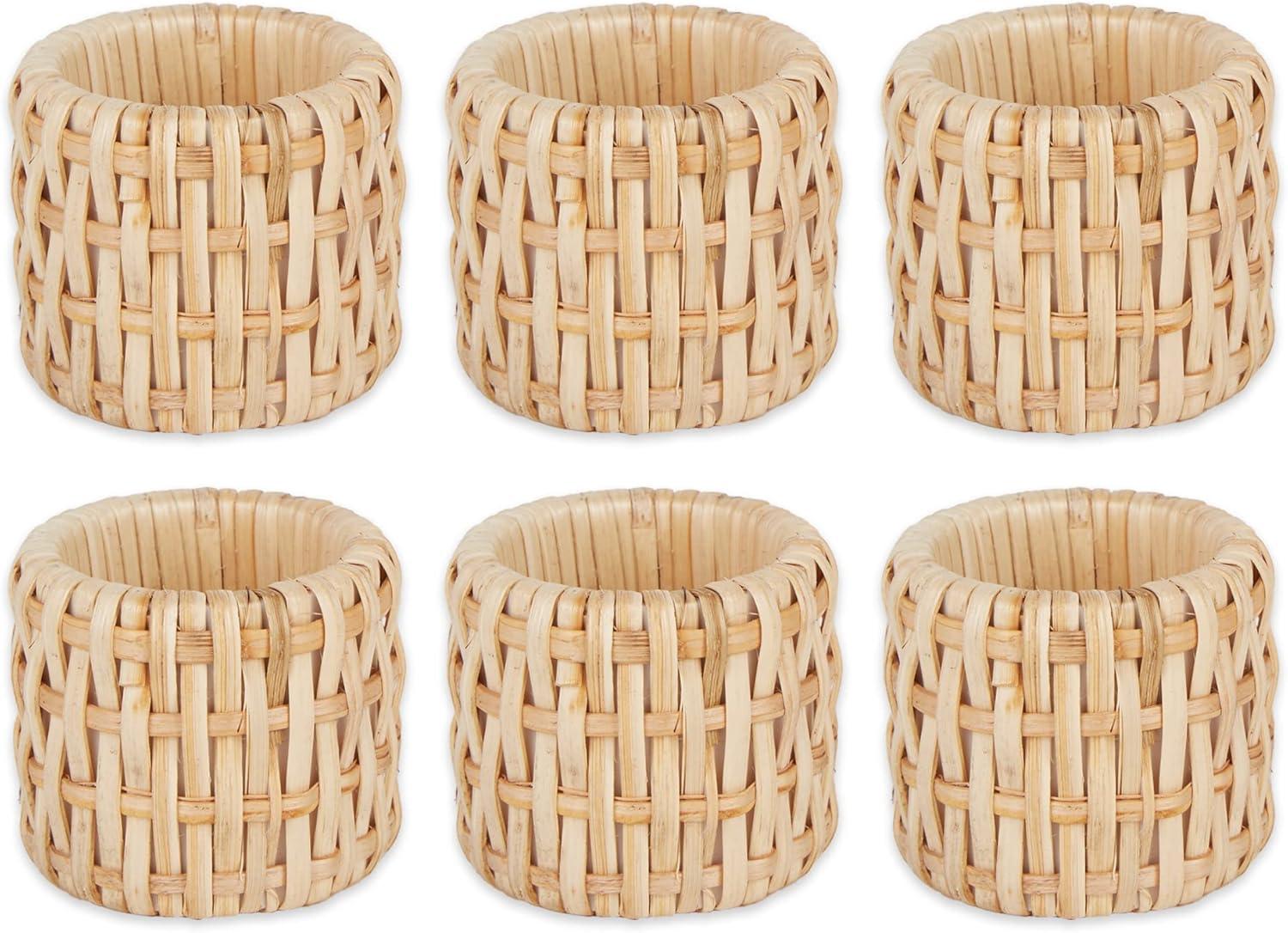 Brown Rattan Napkin Ring (Set of 6) Measures 1.5 x 1.75 inches