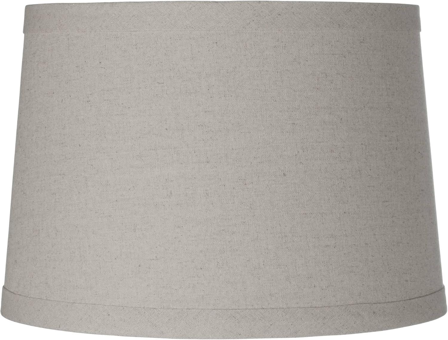 Springcrest Burlap Medium Drum Lamp Shade 14" Top x 16" Bottom x 11" High (Spider) Replacement with Harp and Finial