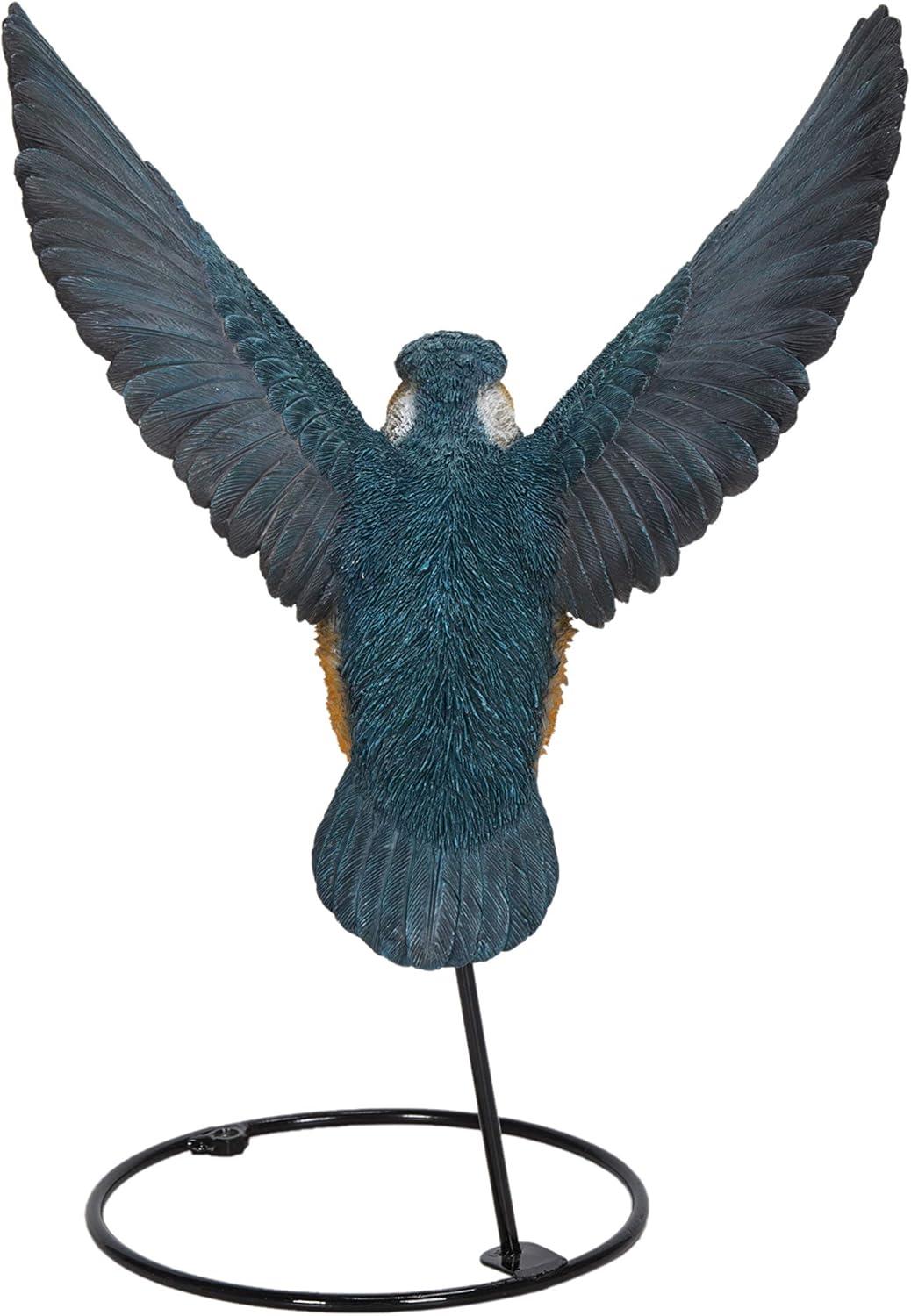 11” Gray and Yellow Flying-Off Kingfisher Indoor or Outdoor Statue Decoration