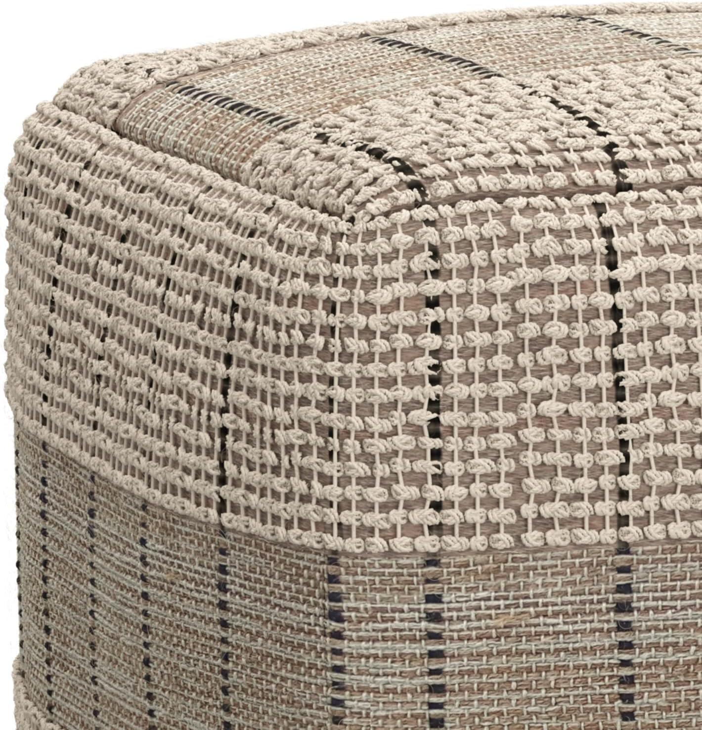 Simpli Home 18"W Jute Square Woven Pouf
