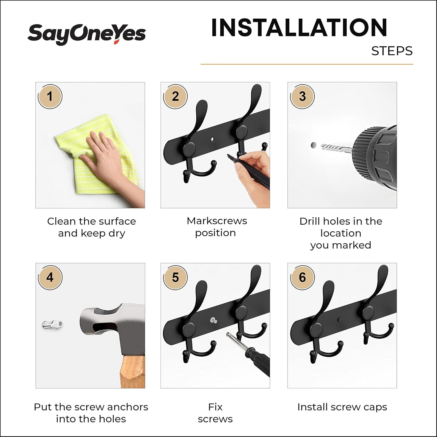 TWCTUWEN Black Coat Rack Wall Mounted Heavy Duty Stainless Steel Finish Wall Hook Rack 5 Tri Coat Hooks For Hanging Towels Bags Hat Bathroom Entryway Metal Peg Board Holders Stainless Steel Crab Pot