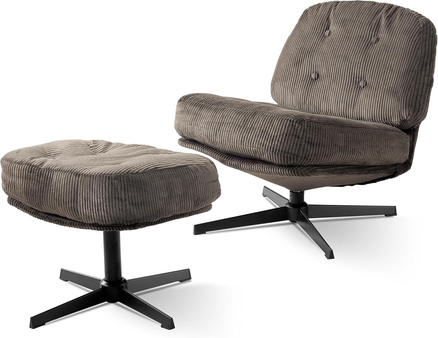 Red Barrel Studio® Hardyal Upholstered Swivel Accent Chair with Ottoman