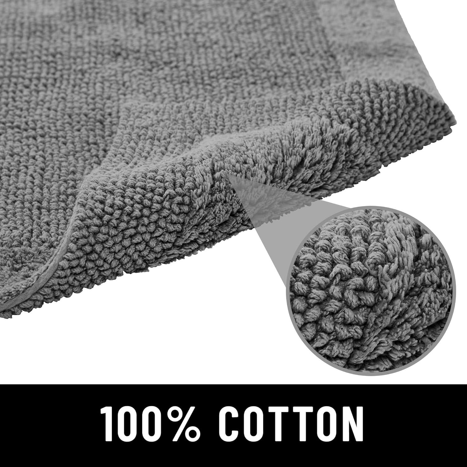 Better Trends Edge 100% Cotton Tufted Reversible Bath Rug 21" x 34" Rectangle - Gray