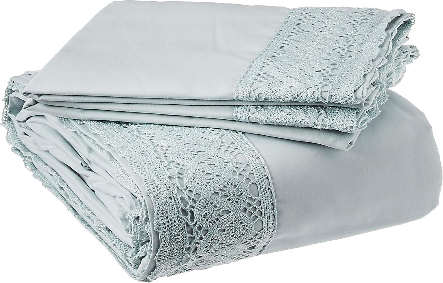 Modern Threads Yate Soft Microfiber Crochet Lace Sheets - Luxurious Microfiber Bed Sheets - Includes Flat Sheet, Fitted Sheet with Deep Pockets, & Pillowcases