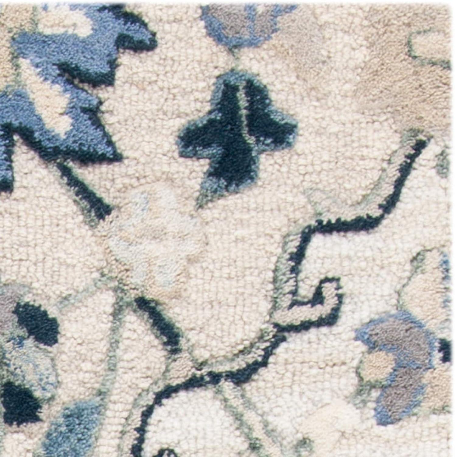 SAFAVIEH Glamour Charmaine Floral Wool Area Rug, Beige/Blue, 9' x 12'