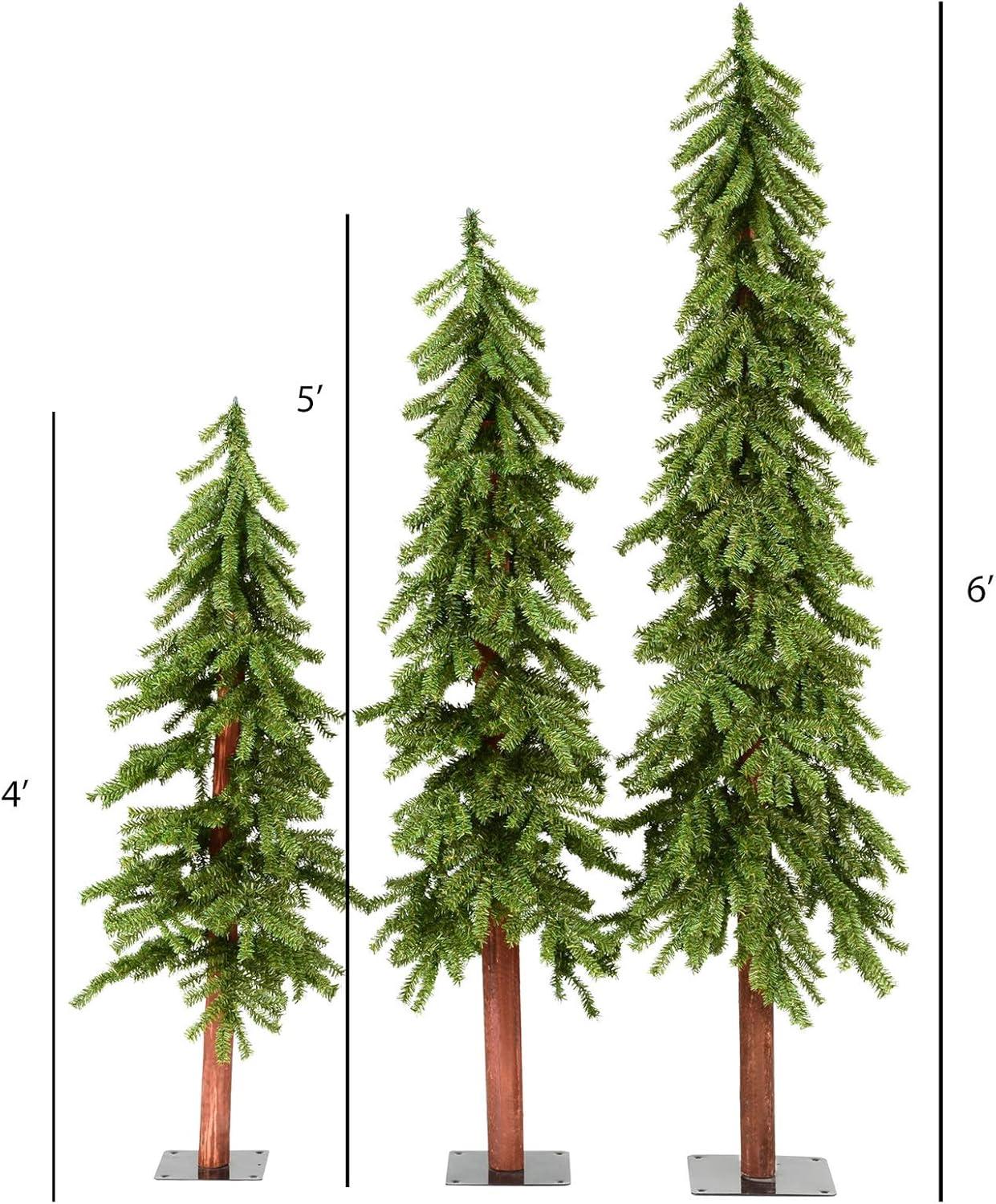 Vickerman 4' 5' 6' Natural Alpine Artificial Christmas Tree Set, Unlit