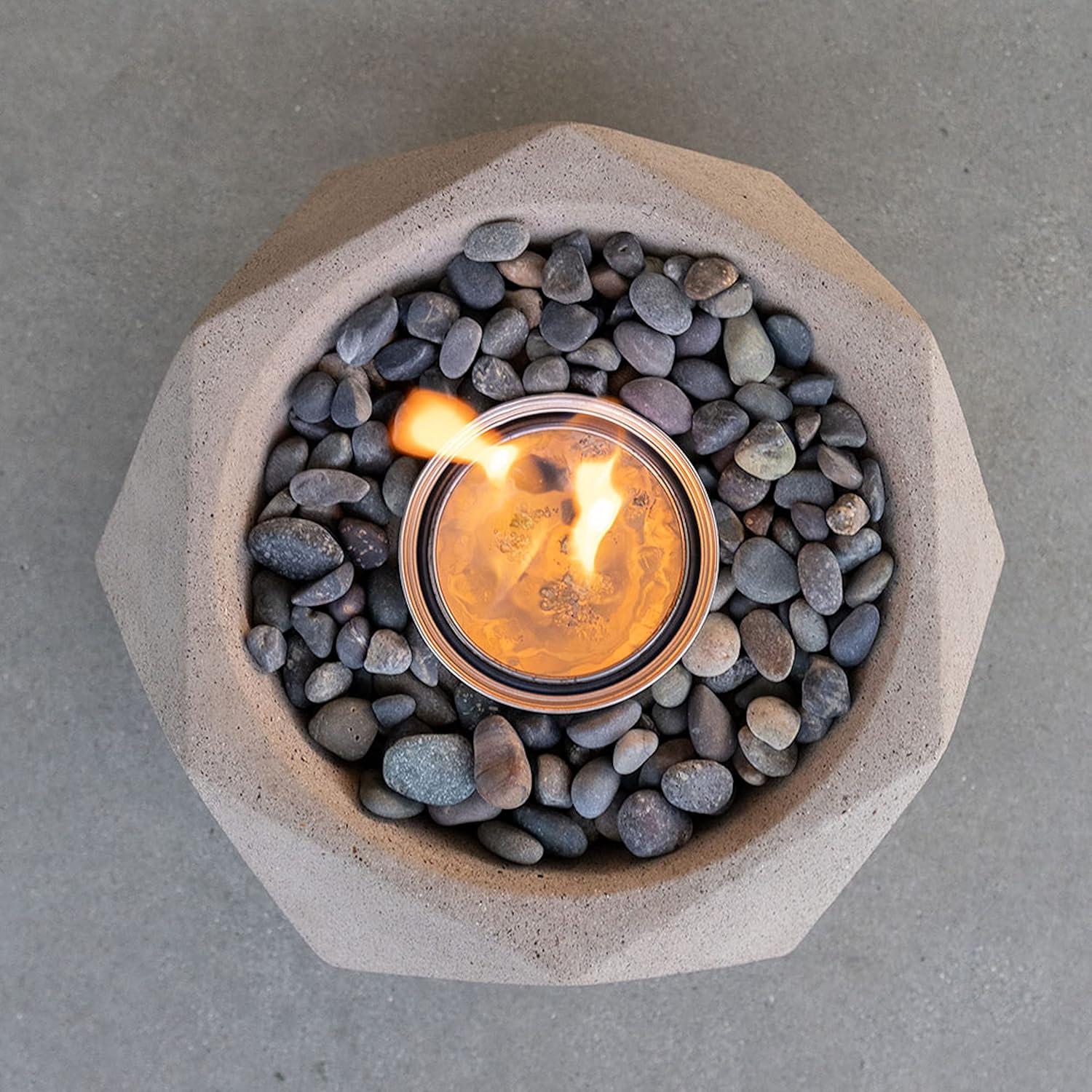 TerraFlame Geo Concrete Table Top Gel Fuel Fire Bowl - Indoor and Outdoor Use