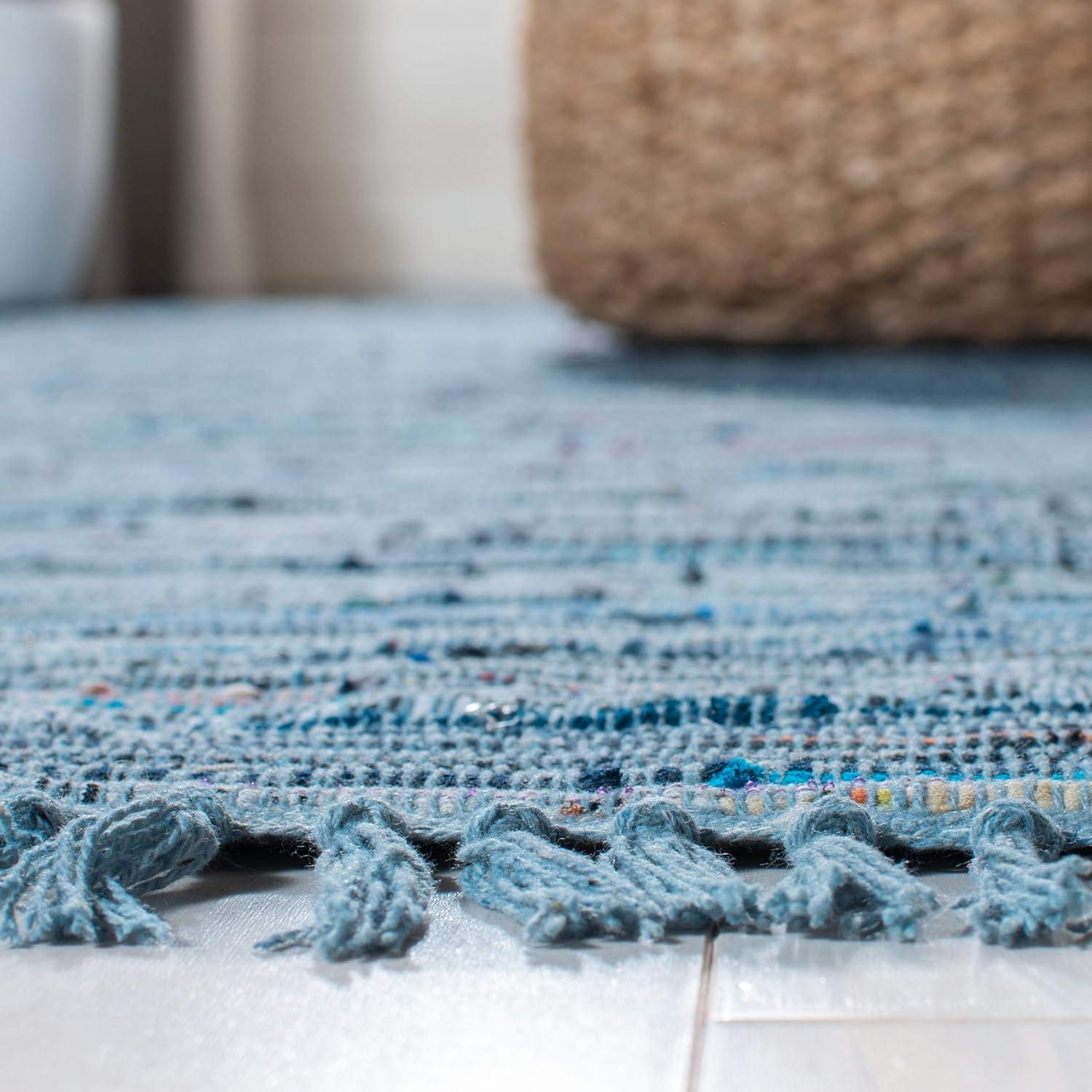 SAFAVIEH Rag Candis Striped Cotton Area Rug, Blue/Multi, 10' x 14'