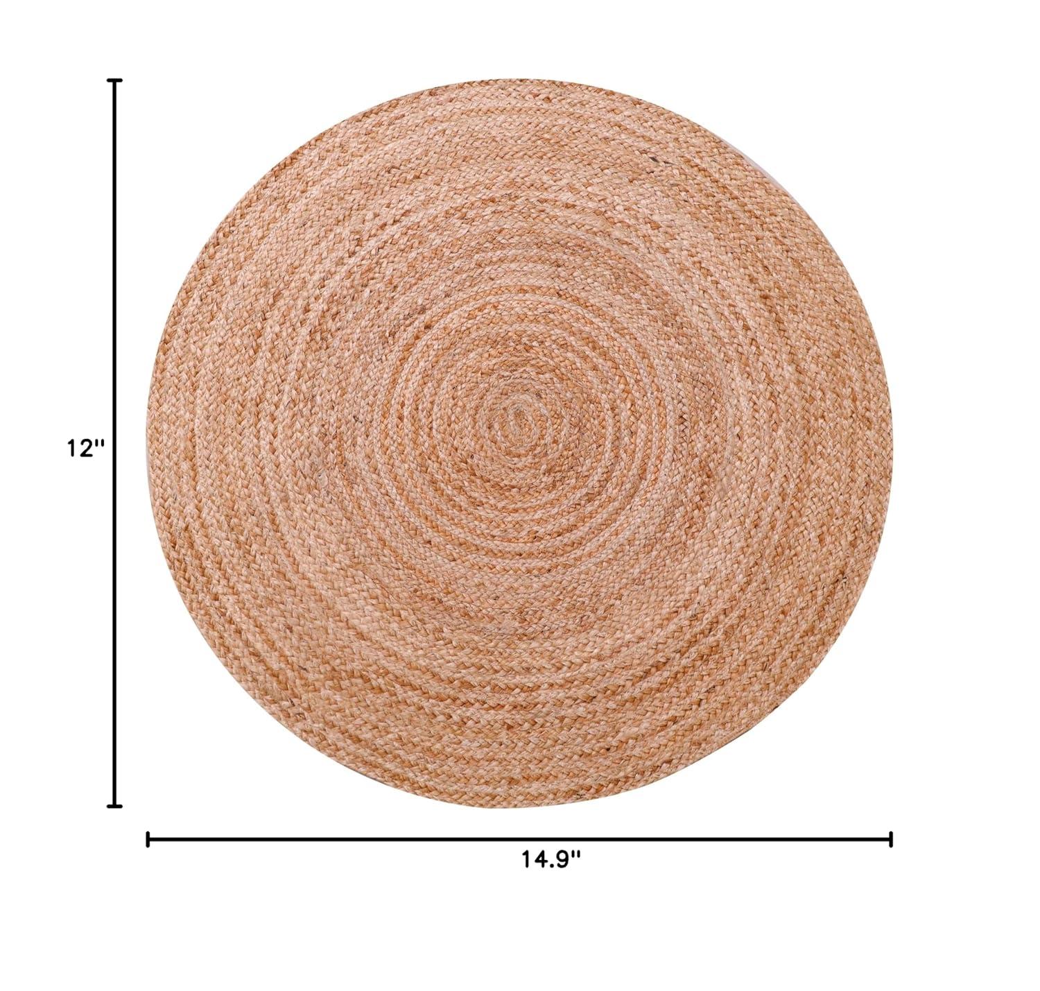 Nuloom 4 Round Rigo Jute Hand Woven Indoor Area Rug, Natural, Solid Farmhouse Design, Natural Fiber Bedroom, Living Room, Kitchen,