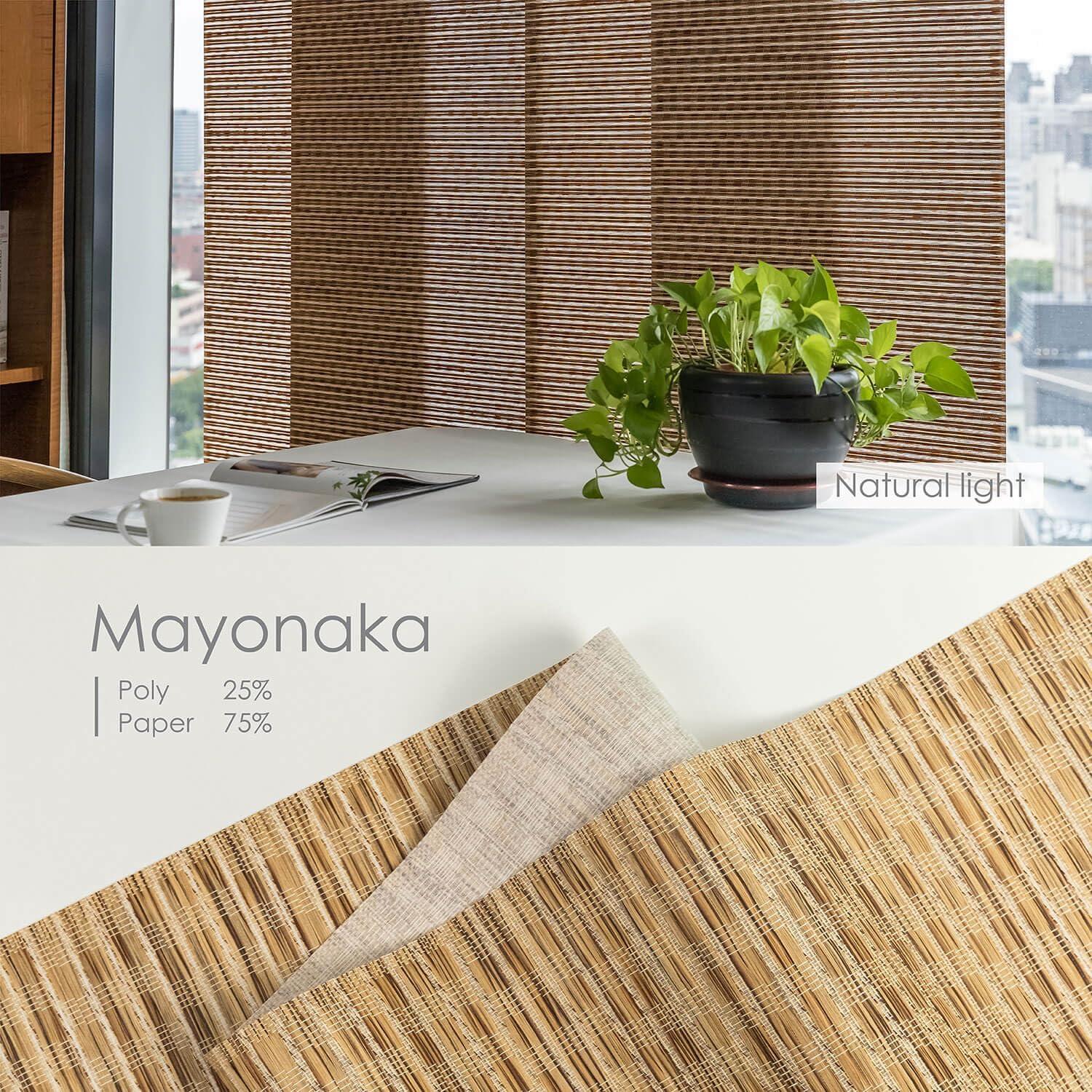 GoDear Design Adjustable Sliding Panel Track Blinds for Windows, Vertical Blinds for Sliding Doors, Extendable Track from 45.8" to 86" W, Trimmable Panel Curtains Up to 96", Light Filtering, Mayonaka