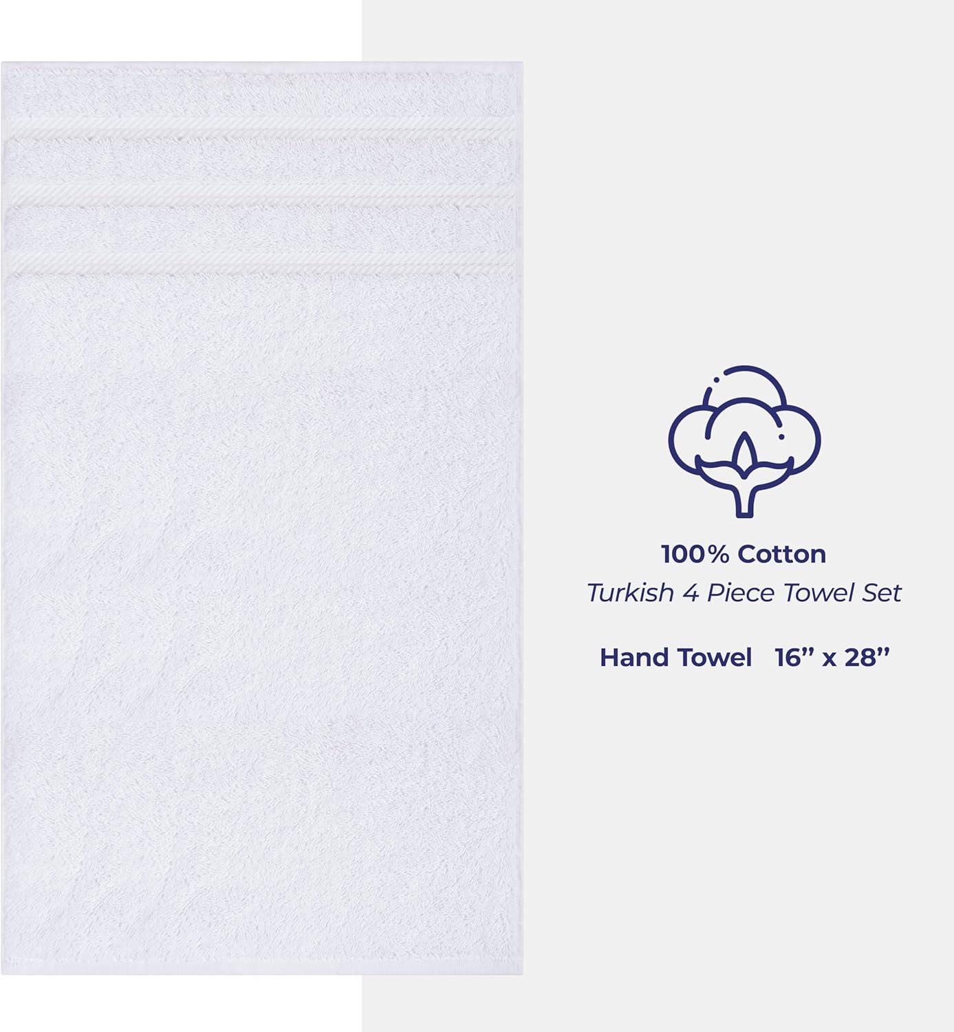 Luxury White Turkish Cotton 4-Piece Hand Towel Set