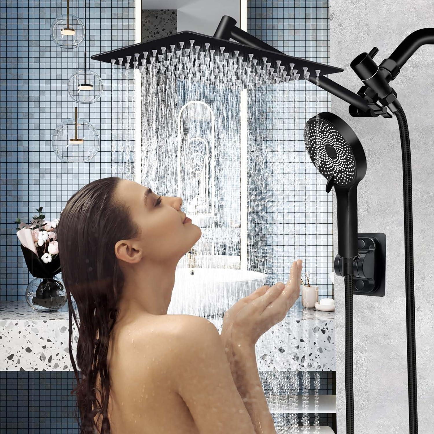 Black Shower Head,3 Handheld Water Spray with Handheld Spray Combo