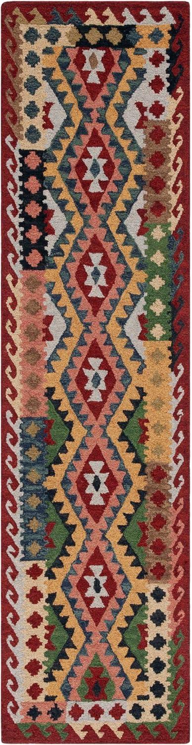 Aspen APN418 Hand Tufted Runner Rug - Red/Green - 2'3"x9' - Safavieh.