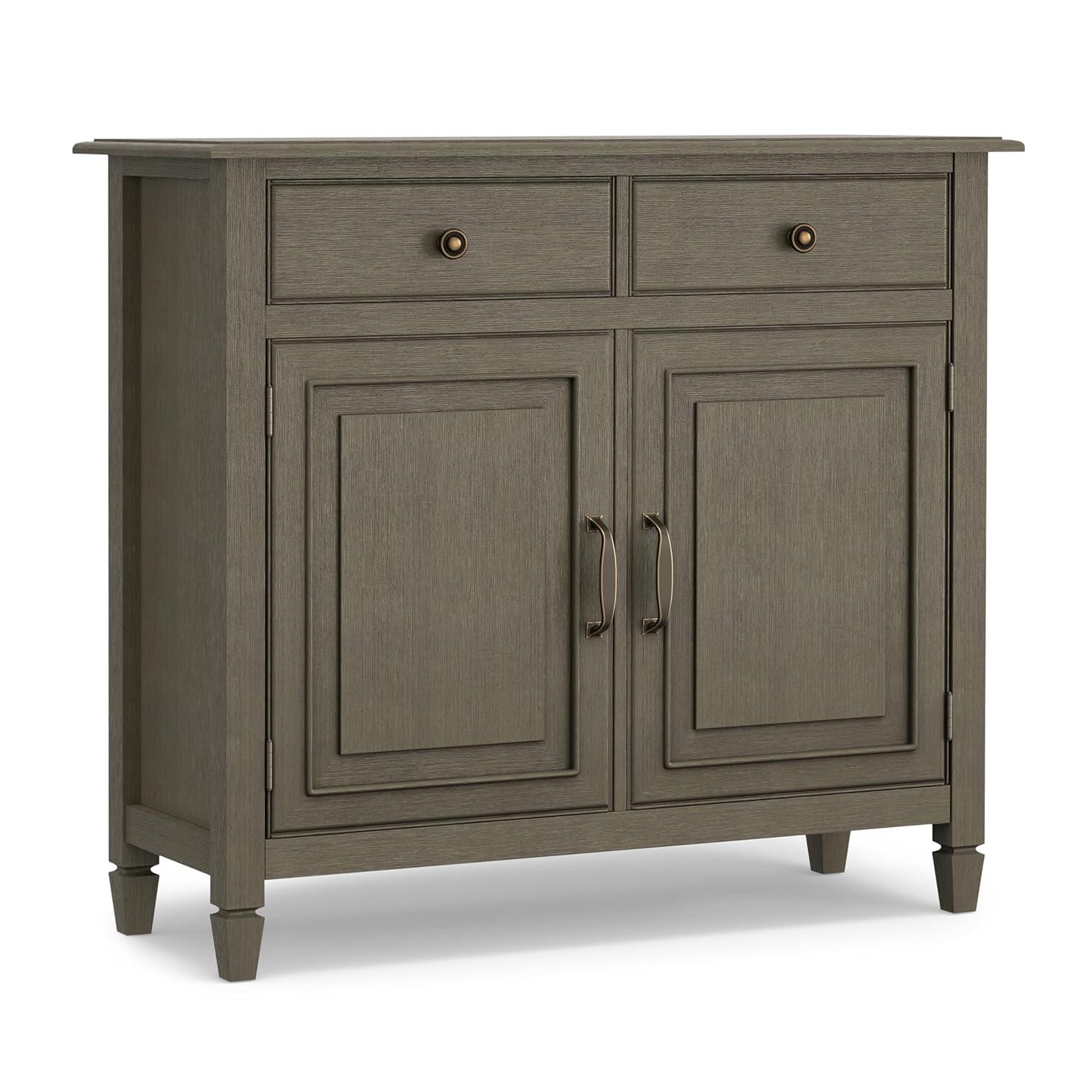 Simpli Home Connaught 40"W Solid Wood 2-Shelf Entryway Storage Cabinet with 2 Storage Drawers