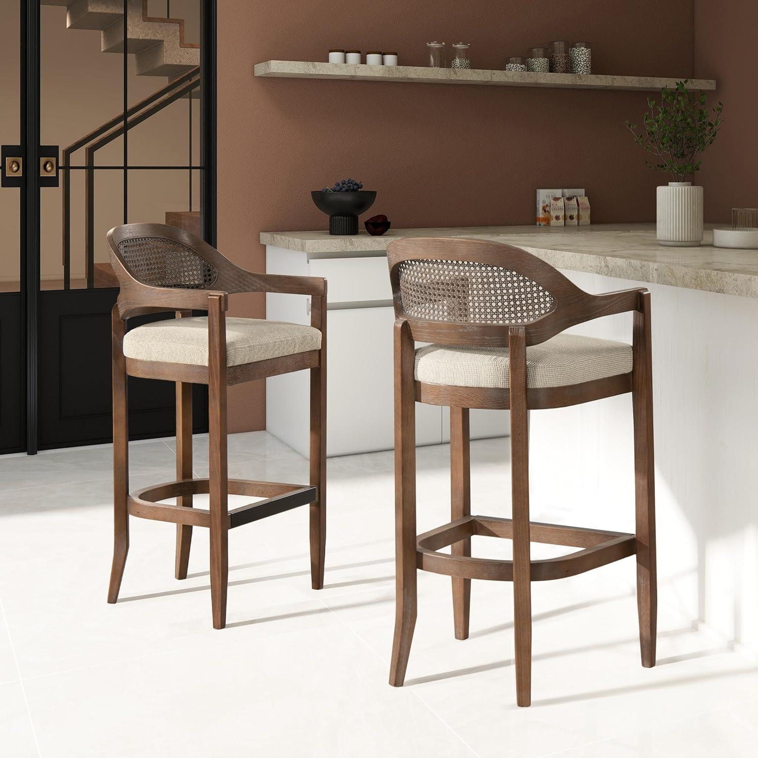 Jennifer Taylor Home Americana Mid-Century Modern 30.5" Cane Back Barstool