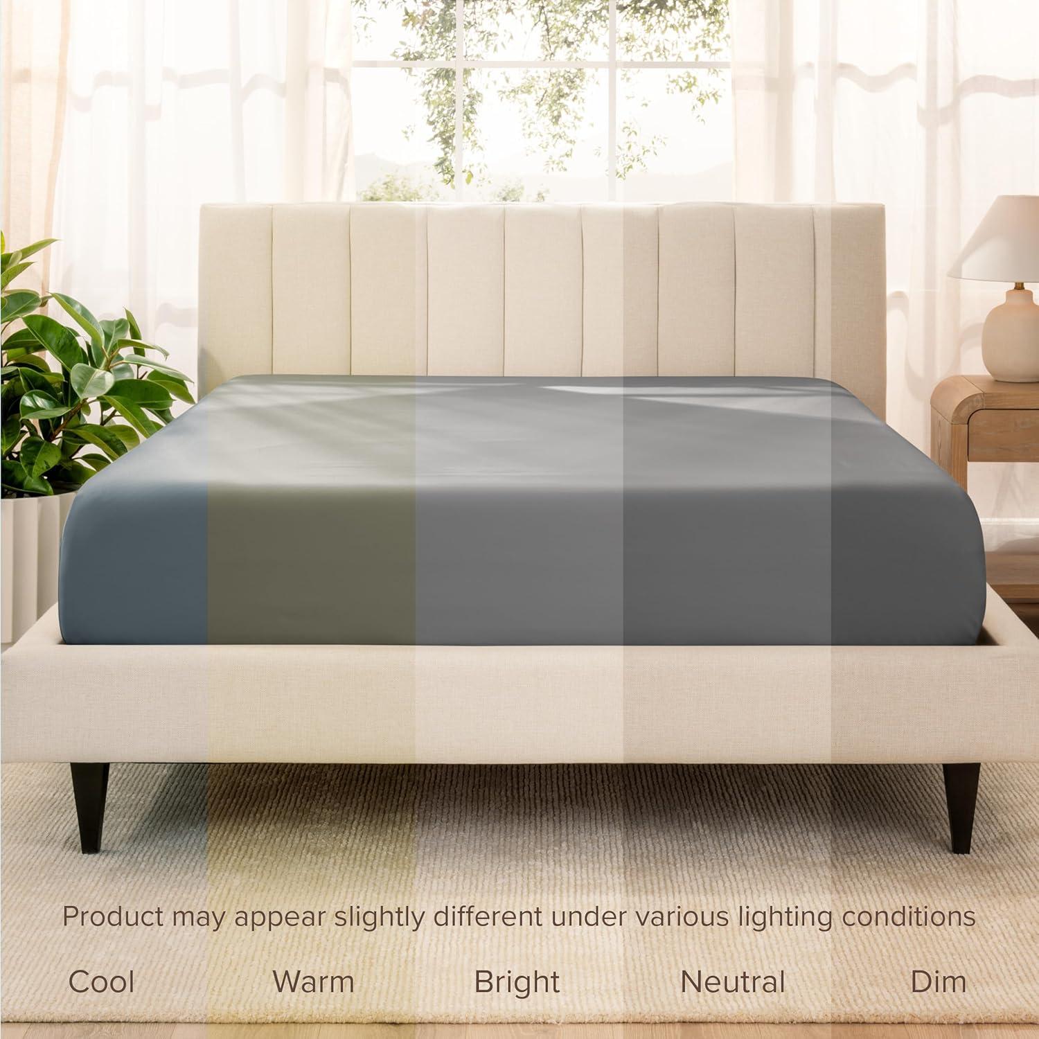 Bare Home Organic Sateen Machine Woven Fitted Sheet