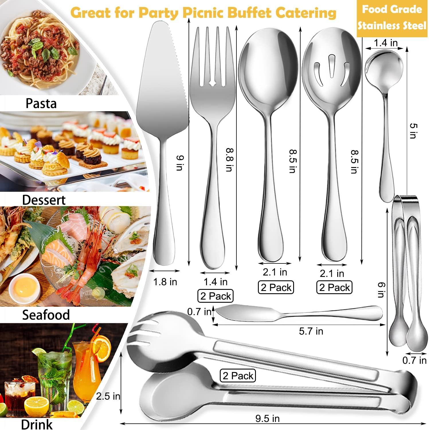 12-Piece Stainless Steel Serving Utensil Set, Dishwasher Safe, Ideal For Indoor & Outdoor Parties, Catering & Weddings