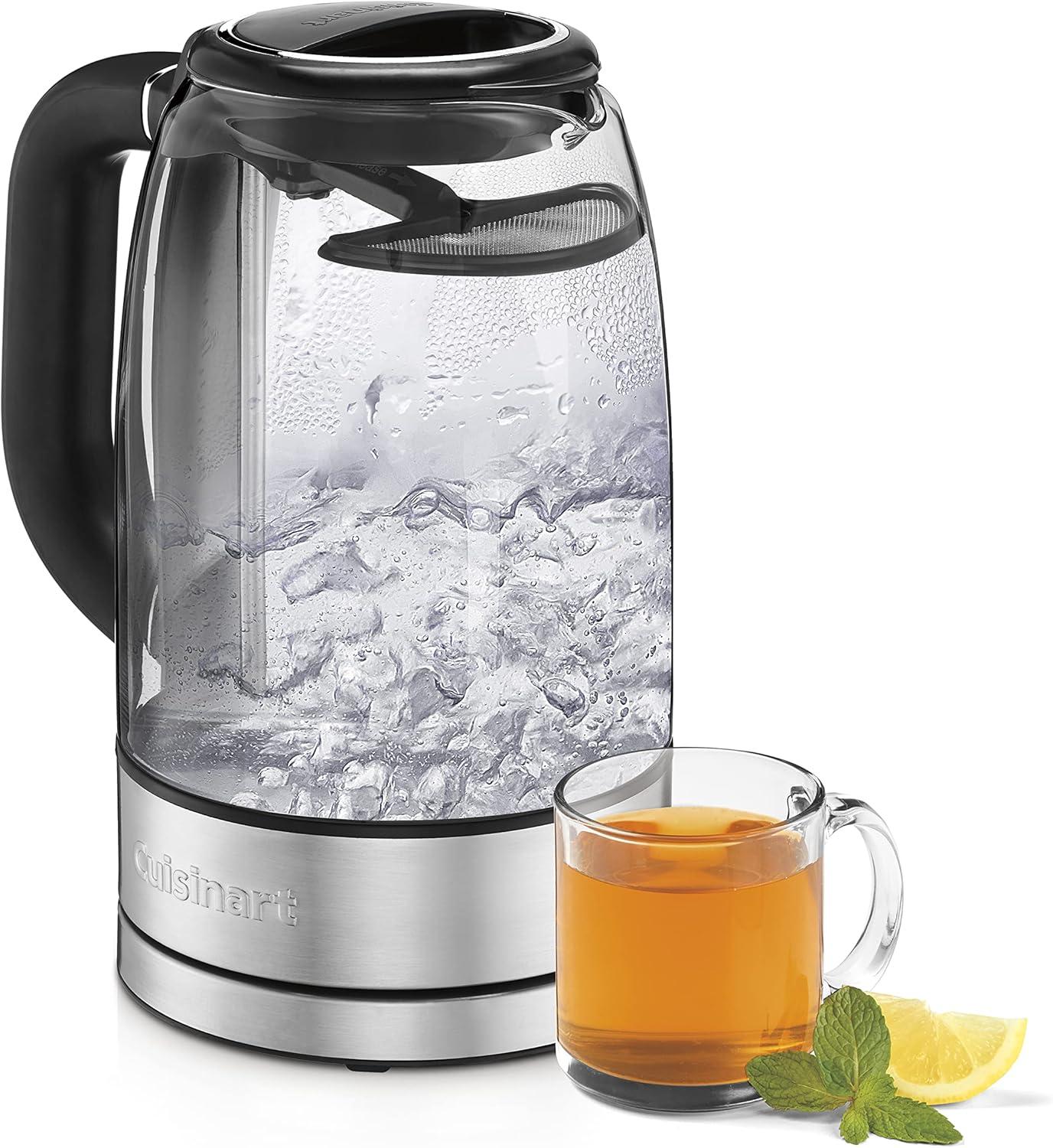 Cuisinart 1.7L Cordless Glass Electric Kettle Stainless Steel - GK-17N: Water Boiler, Blue Light, 1500W, 3-Year Warranty