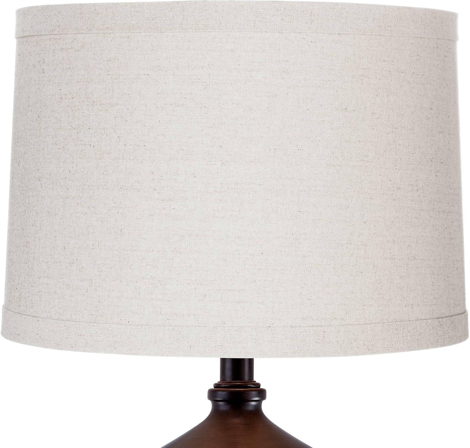 Springcrest Natural Linen Medium Drum Lamp Shade 15" Top x 16" Bottom x 11" High (Spider) Replacement with Harp and Finial