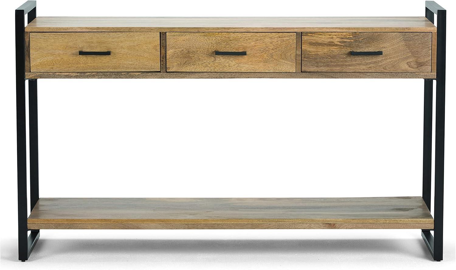 Riverside 54.5'' Rustic Industrial Solid Mango Wood Console Table with Storage