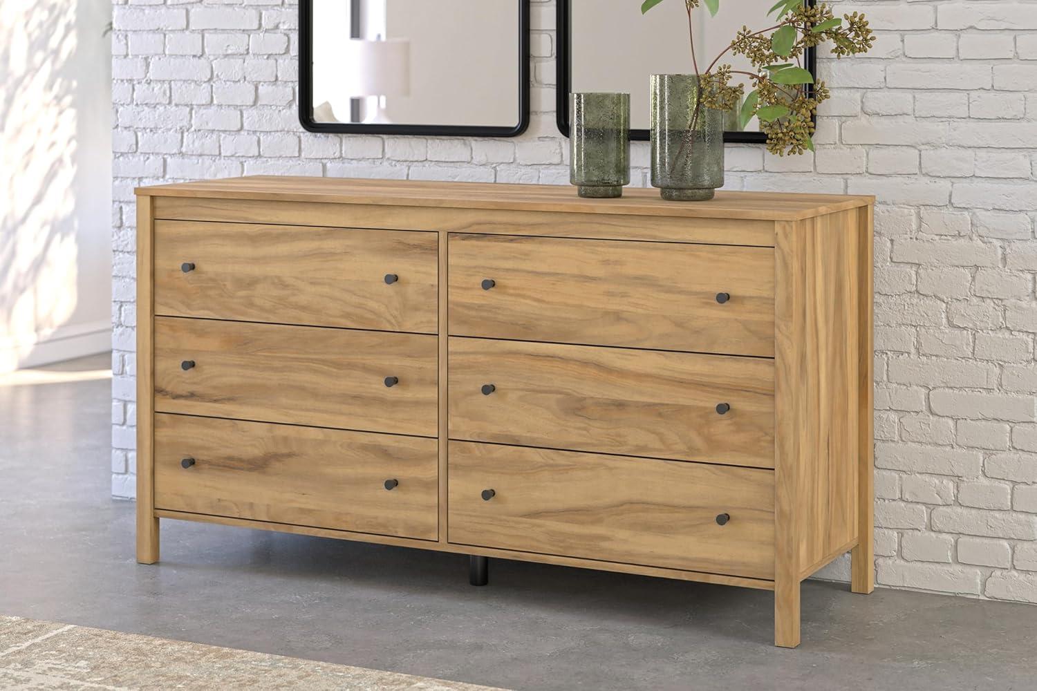 Signature Design by Ashley Bermacy 6 Drawer Dresser, Light Brown