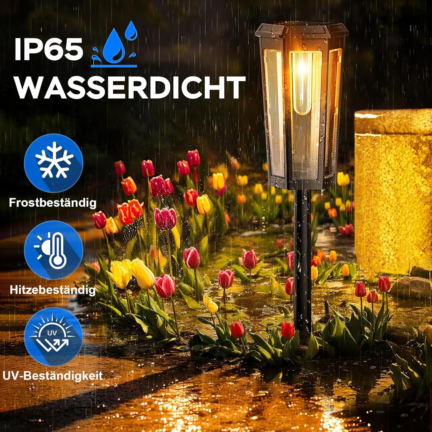 JSOT 4 Pack Solar Pathway Lights, Solar Garden Lights for Walkway, Driveway, Yard, White Light & Warm Light