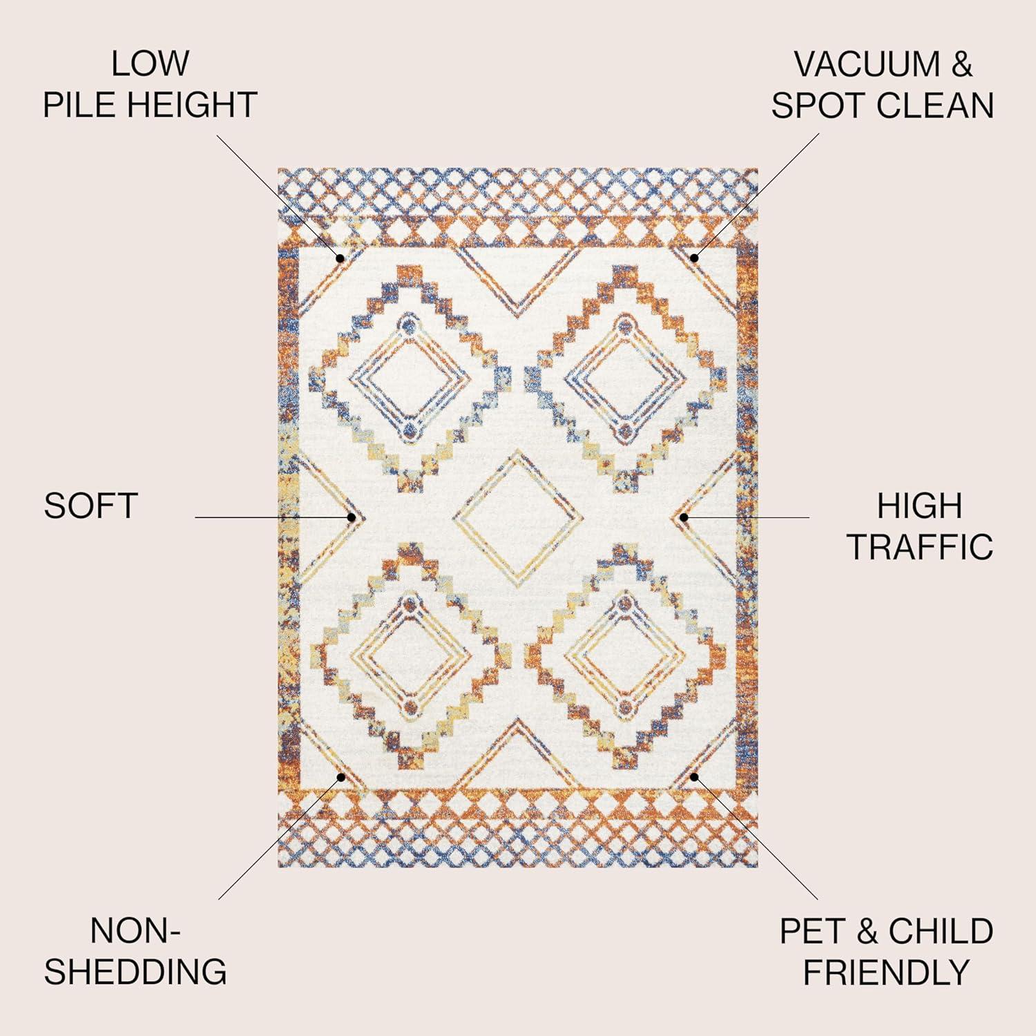 JONATHAN Y Amir Moroccan Beni Souk Ivory/Blue/Orange 5 ft. x 8 ft. Area Rug