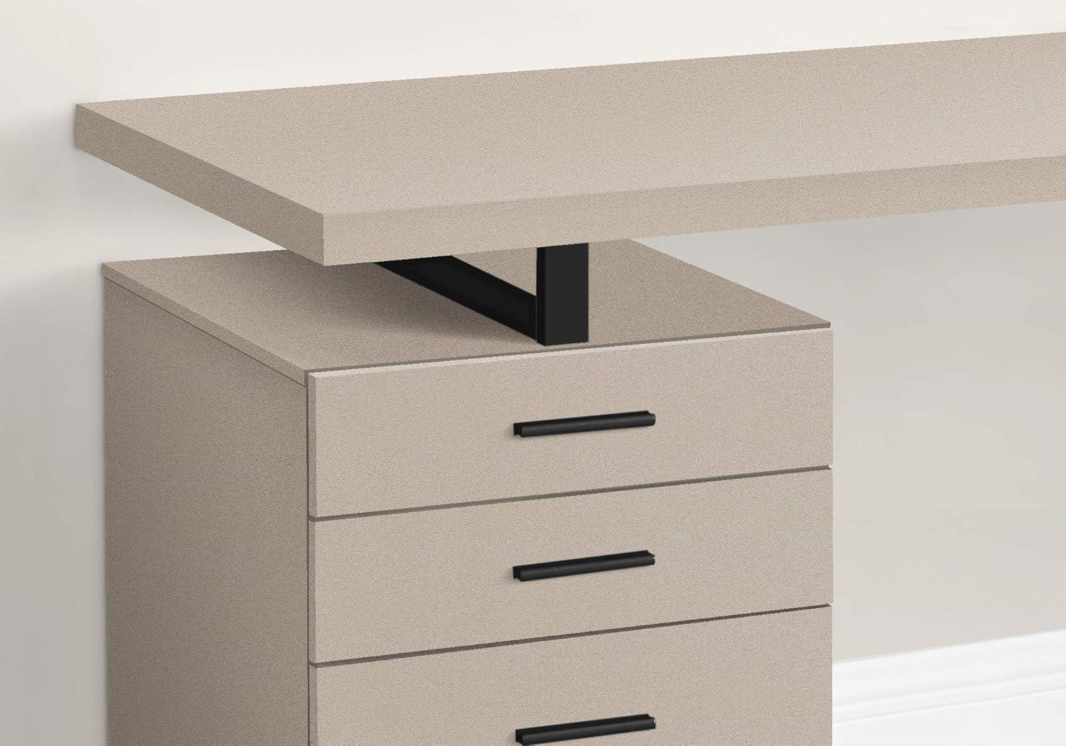 Monarch Specialties Computer Desk Home Office Laptop Left Right Set-Up Storage Drawers 48InchL Work Metal Laminate Beige Black Contemporary Modern
