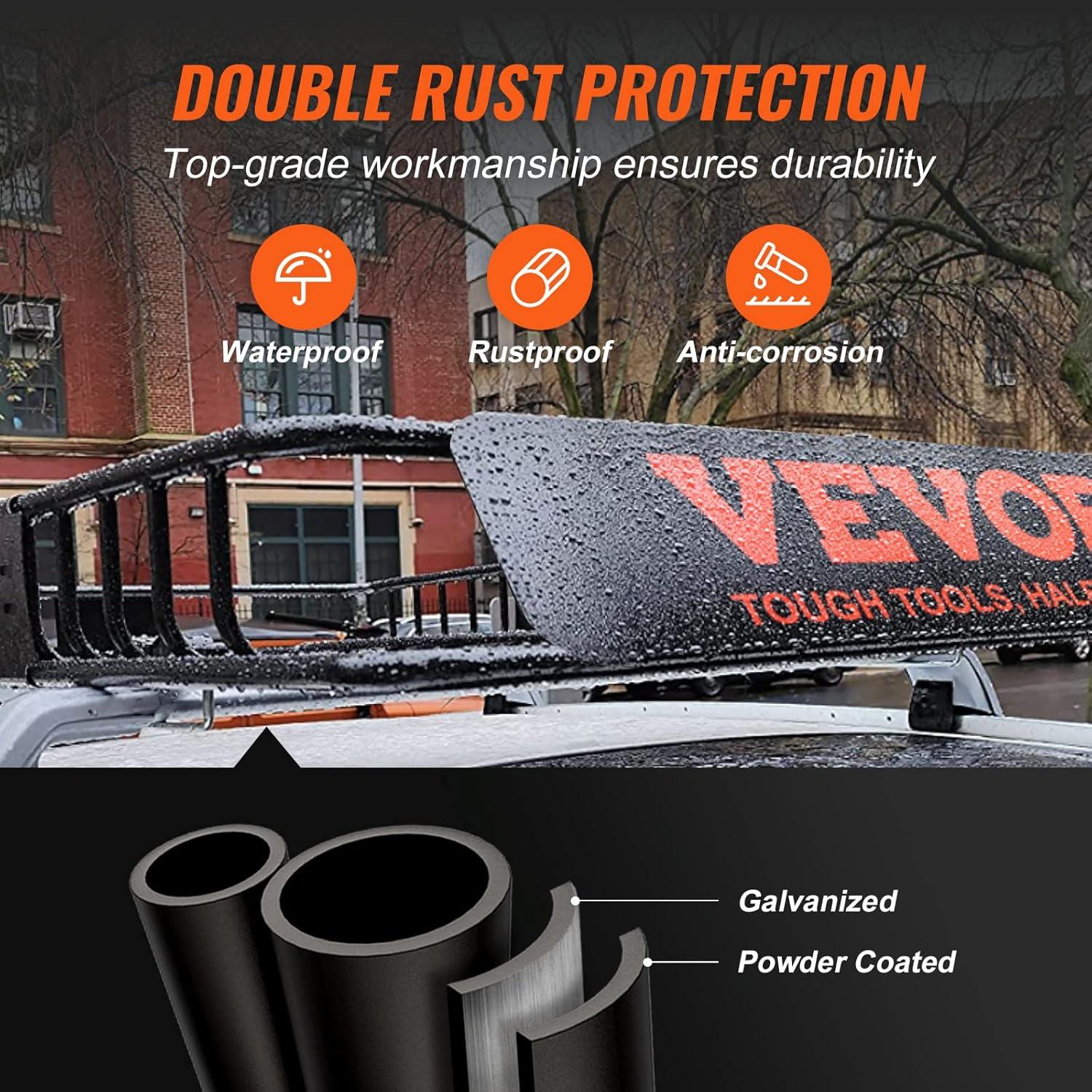 VEVOR Roof Rack Cargo Basket, 64" x 39" x 6" Rooftop Cargo Carrier with Extension, Heavy-Duty Steel 200 LBS Capacity Universal Roof Rack Basket, Luggage Holder for SUV, Truck