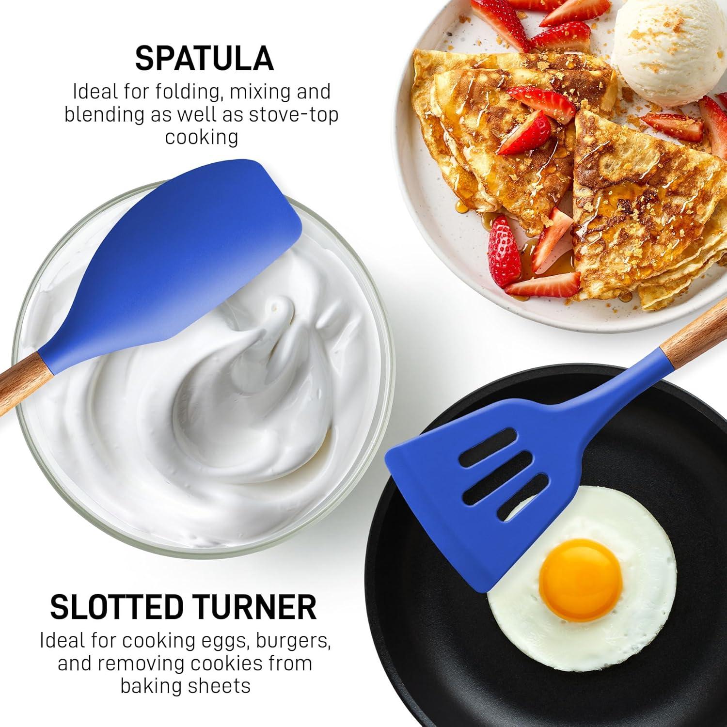 Zulay Kitchen Zulay Kitchen 5 Piece Silicone Utensils Set With Authentic Acacia Wood Handles