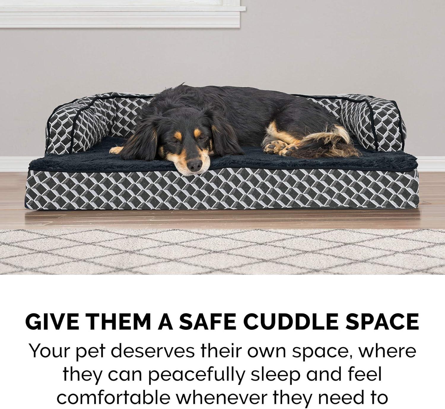 FurHaven Plush & Diamond Décor Comfy Couch Pet Bed