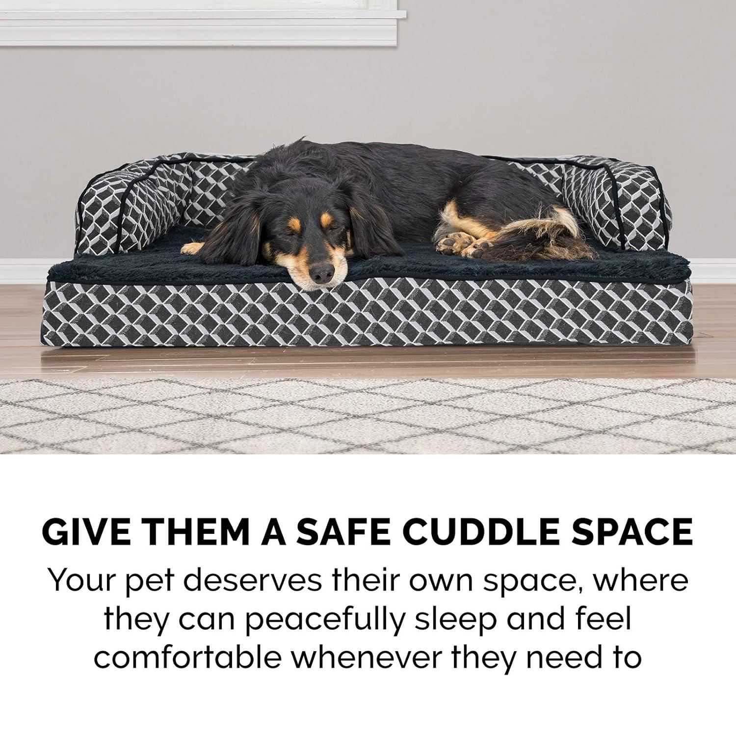 FurHaven Plush & Diamond Décor Comfy Couch Pet Bed