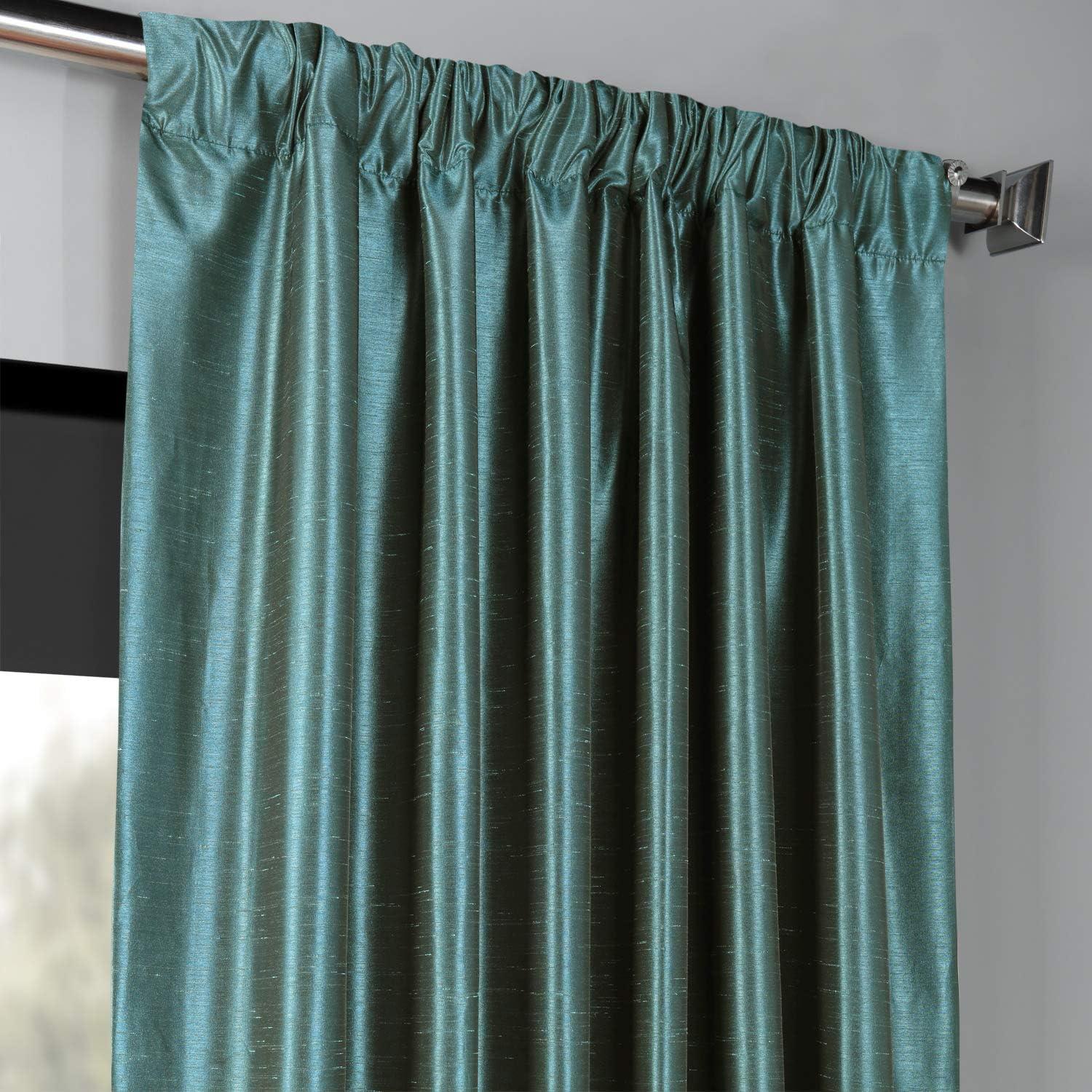 Half Price Drapes Peacock Dupioni Silk Room Darkening Curtains for Bedroom (1 Panel), 50WX 108L