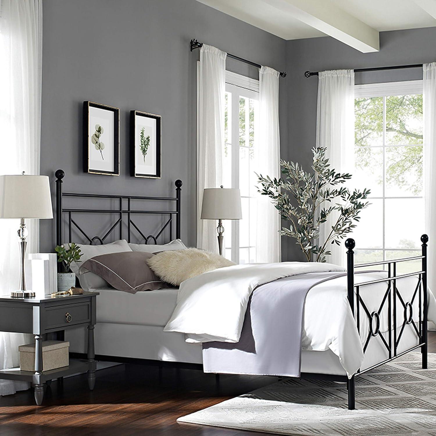 Crosley Furniture Montgomery Metal Frame Queen Poster Bed in Black Powder Coat