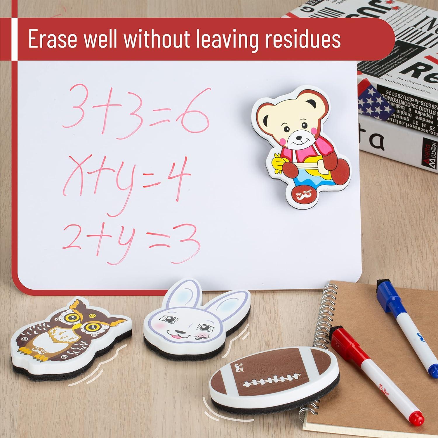 Mr. Pen- Cute Dry Erase Erasers, 6 Pack, Animal Shaped Whiteboard Erasers, Magnetic Eraser for Dry-Erase Boards