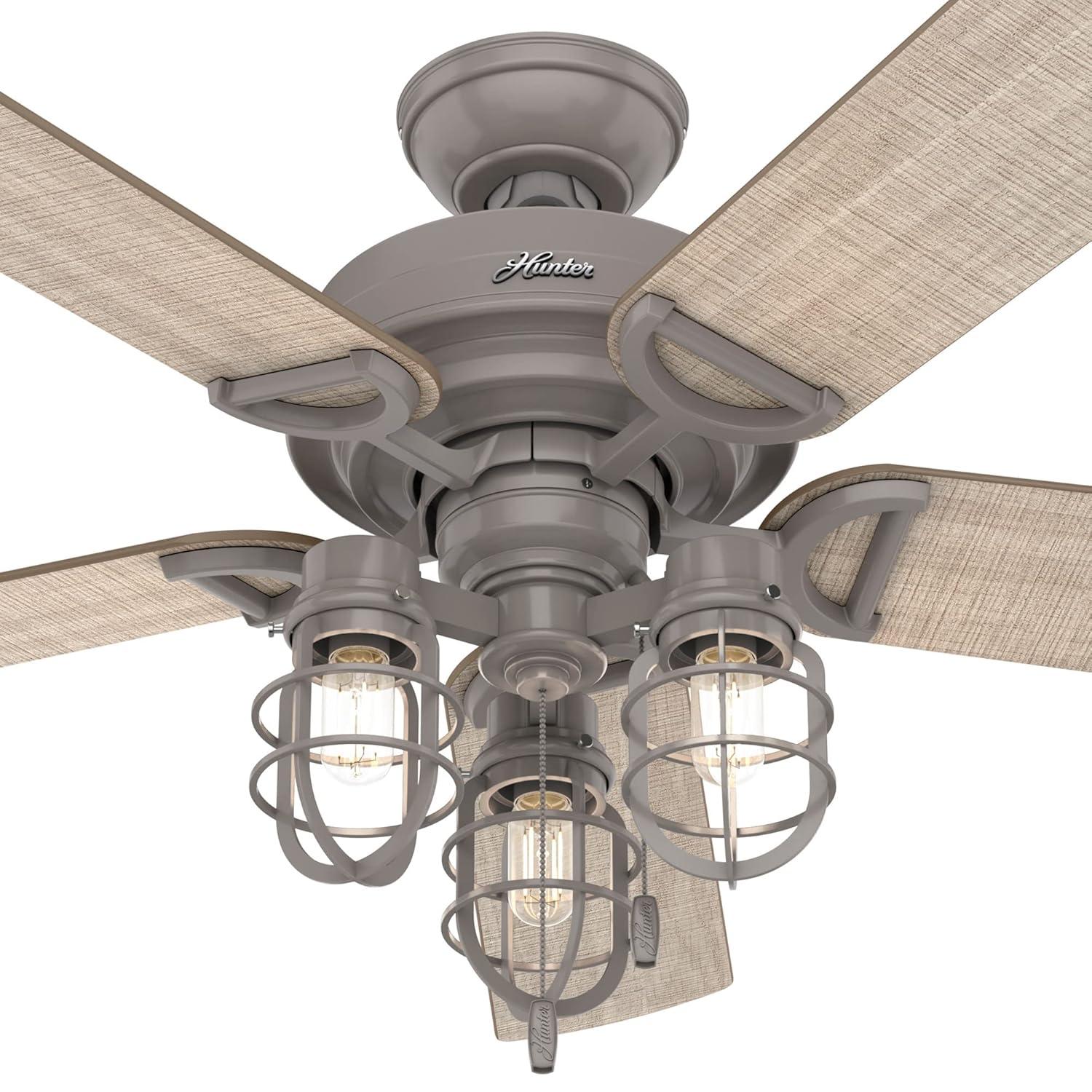 Hunter Fan 52" Starklake 5 - Blade Outdoor Standard Ceiling Fan with Pull Chain and Light Kit Included