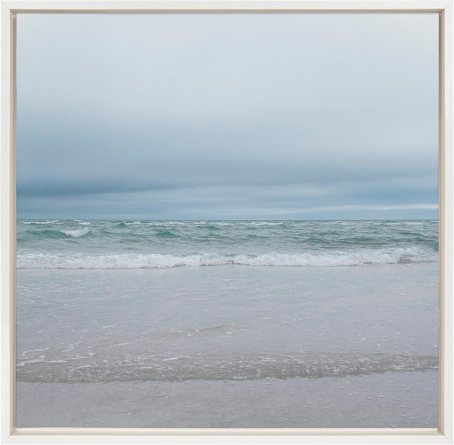 22" x 22" Sylvie Life is a Beach Framed Canvas by Stephanie Klatt - Kate & Laurel: Coastal Wall Decor