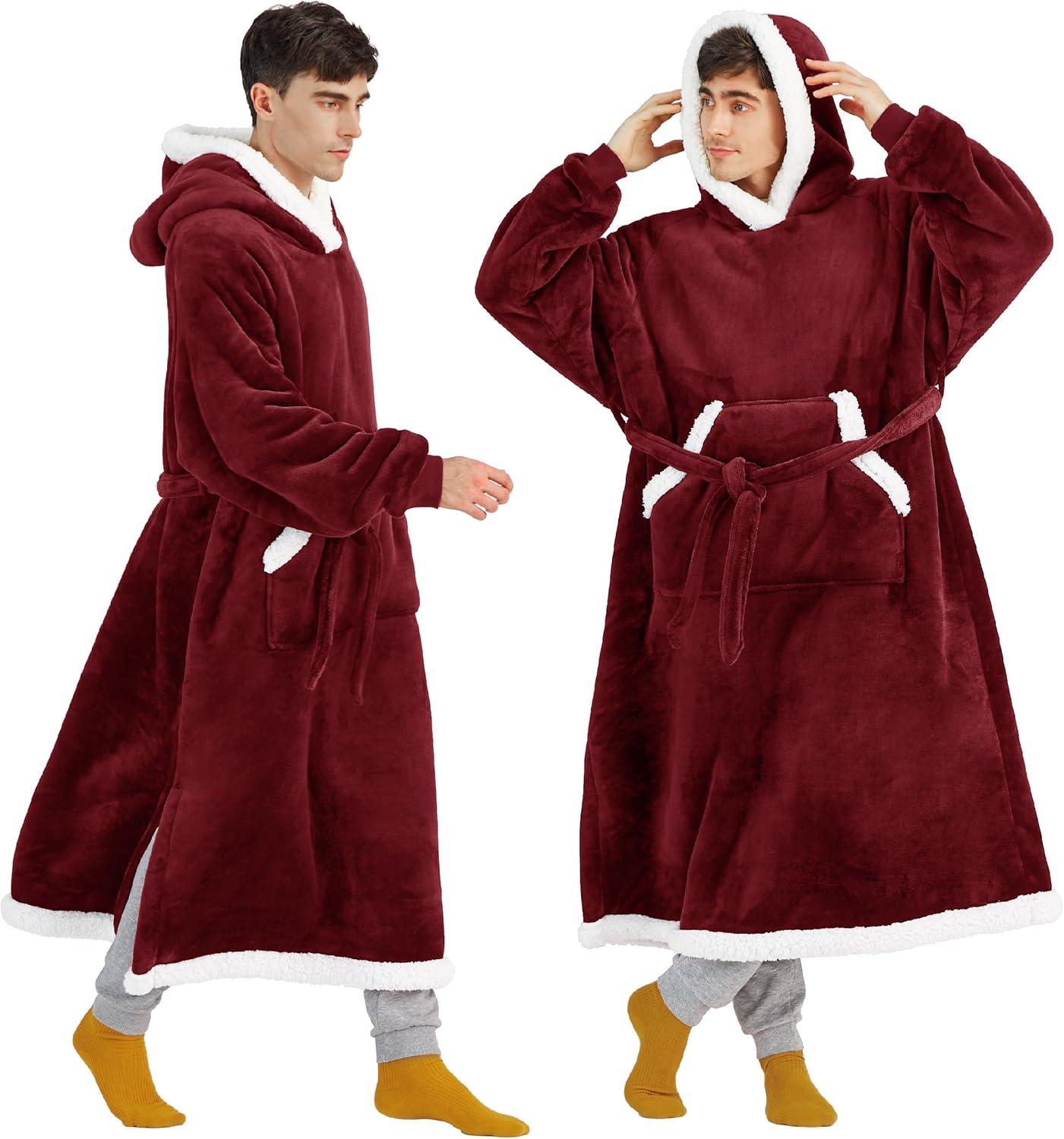 Bedsure Bedsure Blanket Hoodie - Sherpa Wearable Blankets For Women & Kids As Gifts For Women Men, Christmas Gifts Sweatshirt Blanket