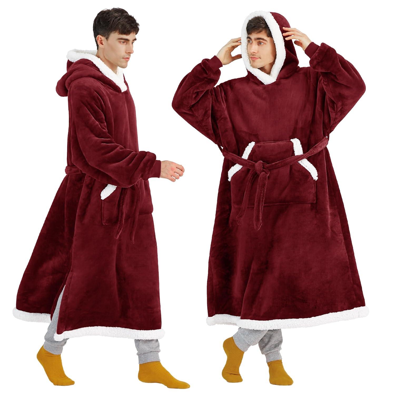 Bedsure Bedsure Blanket Hoodie - Sherpa Wearable Blankets For Women & Kids As Gifts For Women Men, Christmas Gifts Sweatshirt Blanket