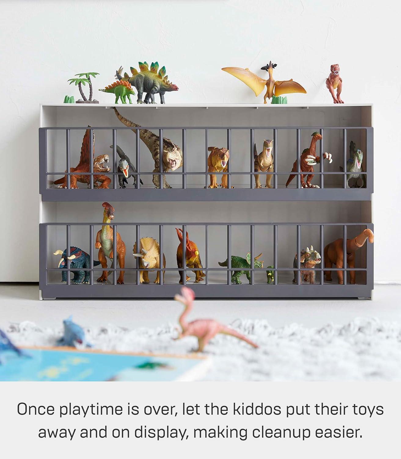 Yamazaki Home Yamazaki Home Two-Tier Toy Dinosaur and Animal Display Storage Rack, Children's Toy Bin Organizer